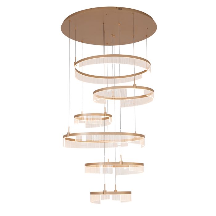 Vencha Lando Pendant Light - 6 Ring, Gold-Vencha-Ozlighting.com.au