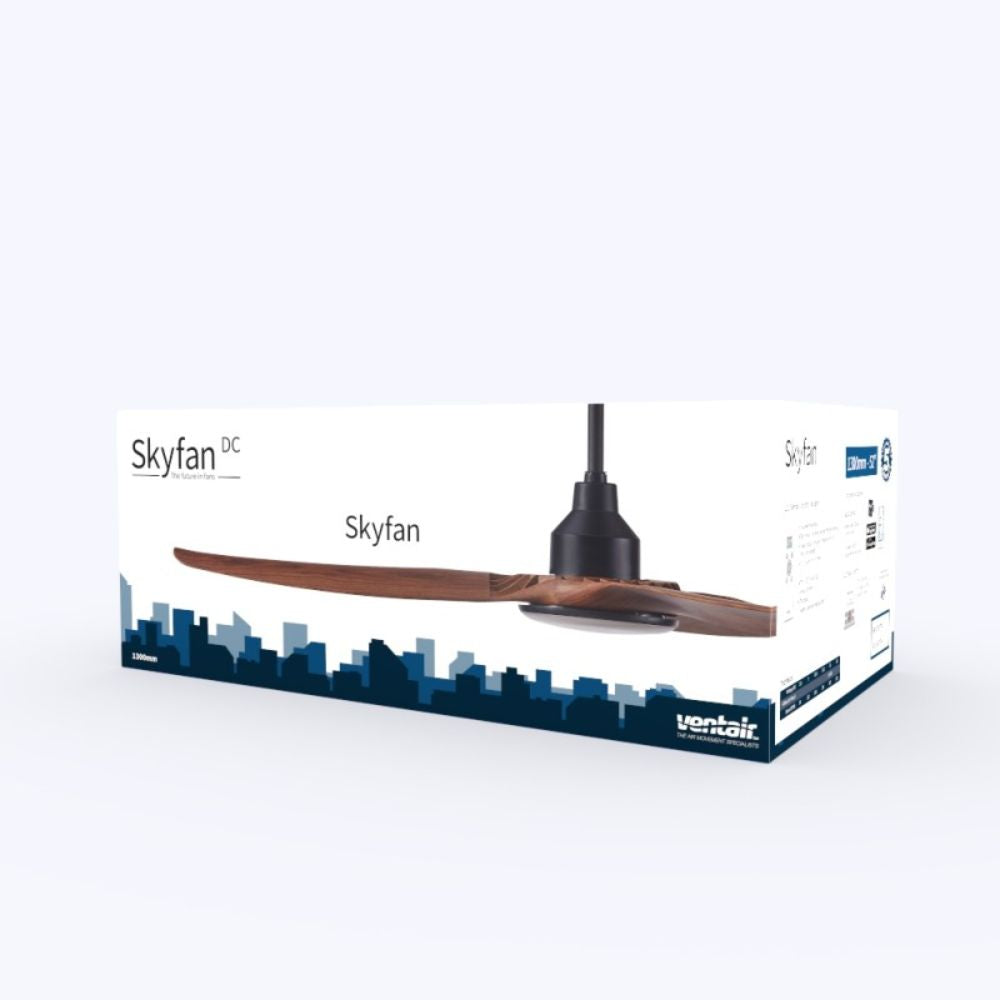 Ventair SKYFAN DC Ceiling Fan - 3 Blade 52" 1300mm, Switchable CCT LED Light-Ventair-Ozlighting.com.au