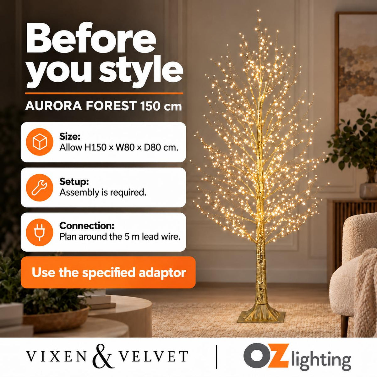 Vixen & Velvet AURORA FOREST Twinkling LED Tree - 150cm, 810 LEDs-VIXEN & VELVET-Ozlighting.com.au