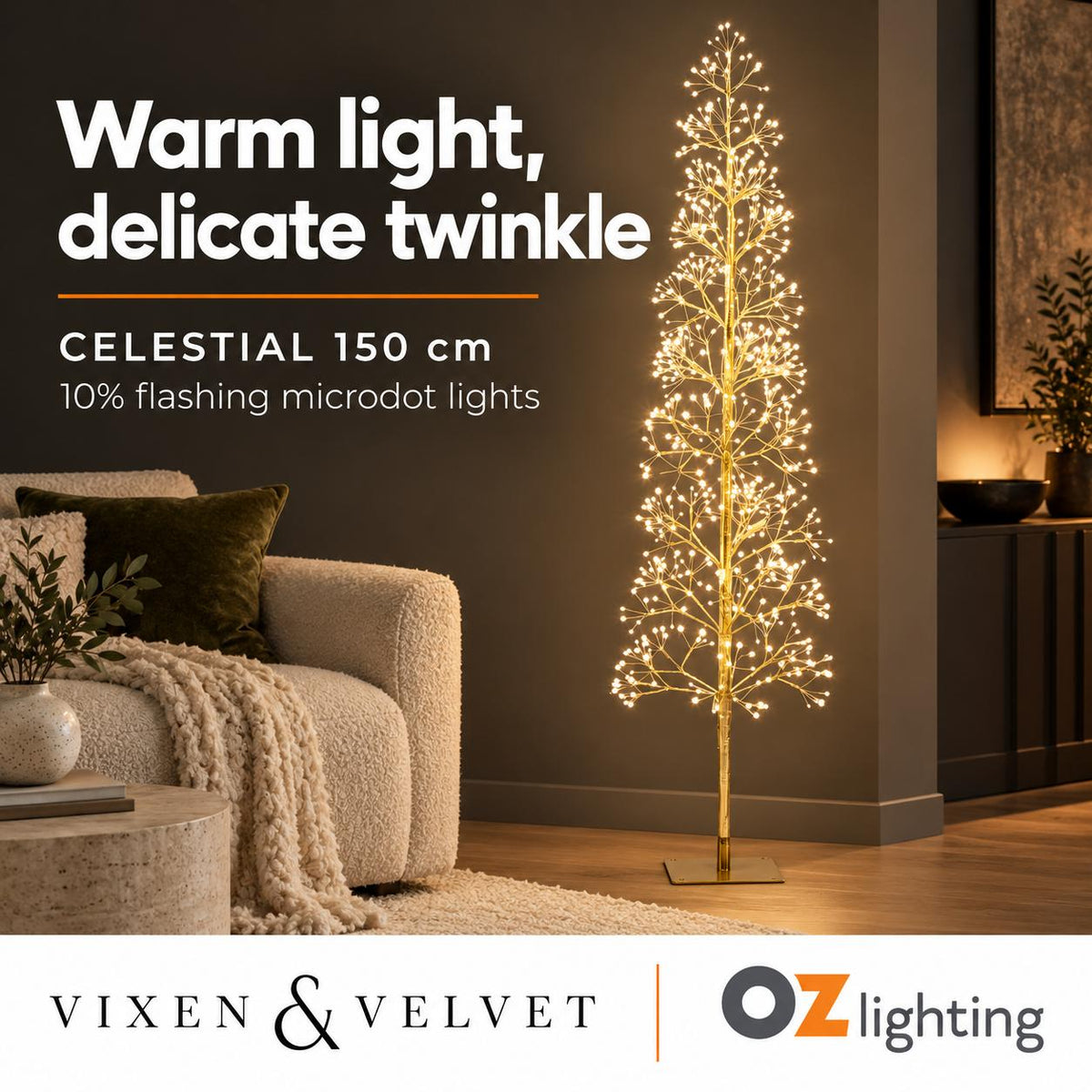 Vixen & Velvet CELESTIAL Twinkling LED Tree - 150cm, 708 LEDs-VIXEN & VELVET-Ozlighting.com.au