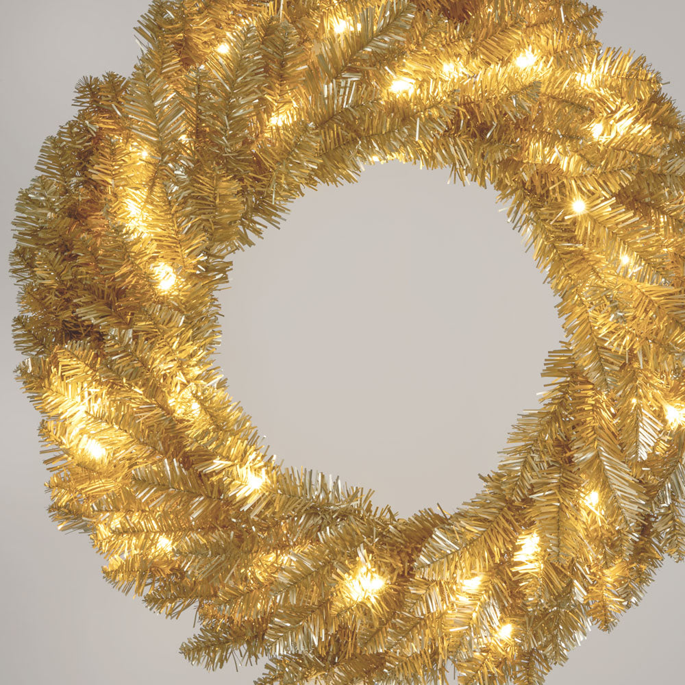 Vixen & Velvet CHAMPAGNE Light-Up Wreath 60cm - 50 LEDs-VIXEN & VELVET-Ozlighting.com.au