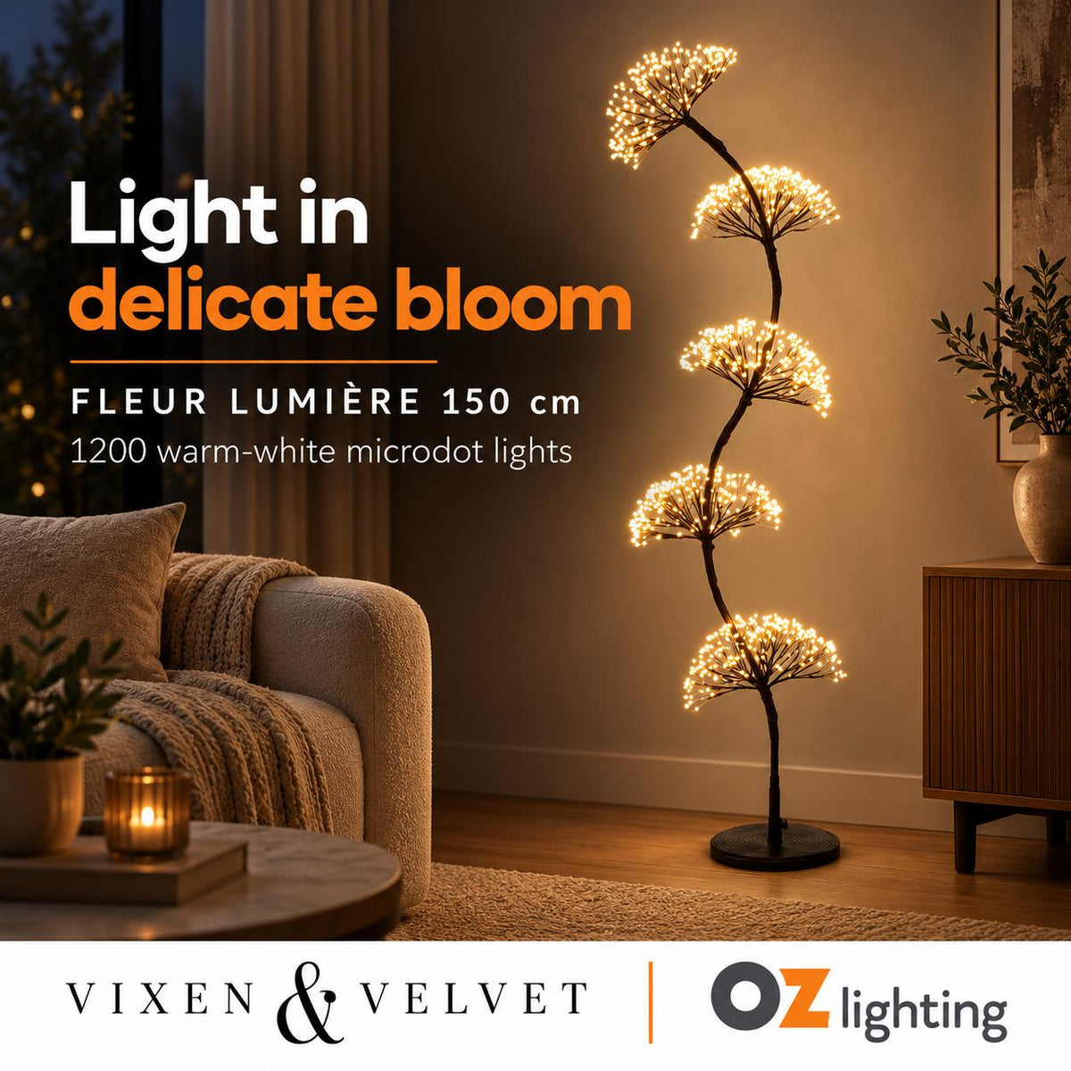 Vixen & Velvet FLEUR LUMIÈRE Multi Dandelion Light - Warm White, 150cm-VIXEN & VELVET-Ozlighting.com.au