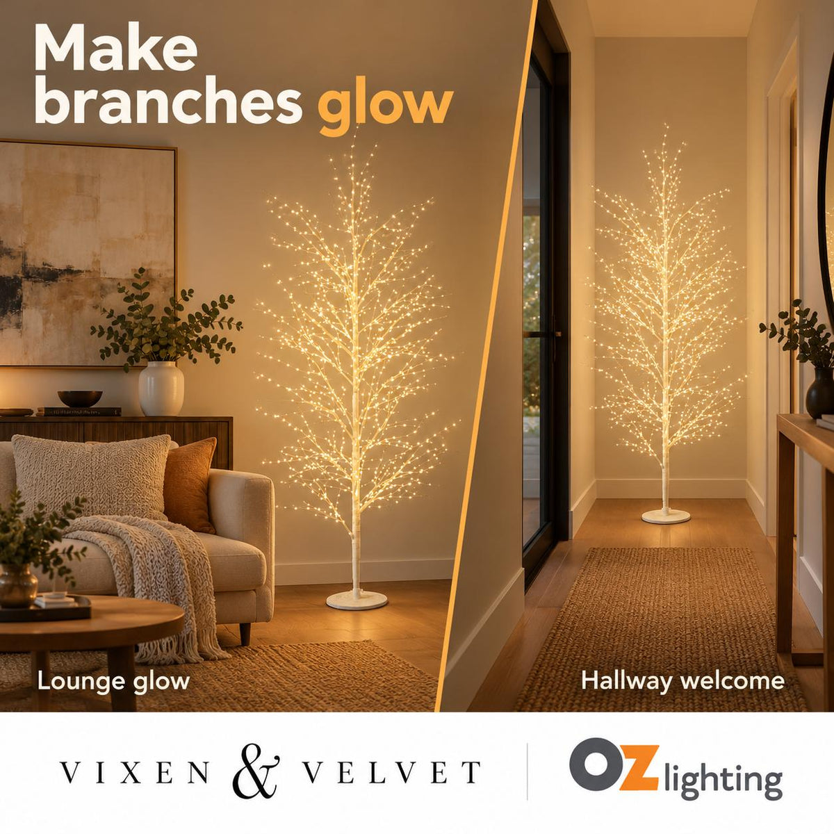 Vixen & Velvet FOREST Light-Up Tree - 150cm, White, 900 Lights-VIXEN & VELVET-Ozlighting.com.au