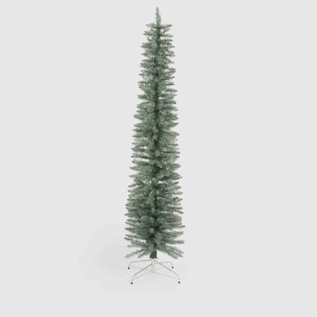 Vixen & Velvet Slim Pencil Light-Up Tree 210cm - Silver Green, 200 LEDs-VIXEN & VELVET-Ozlighting.com.au