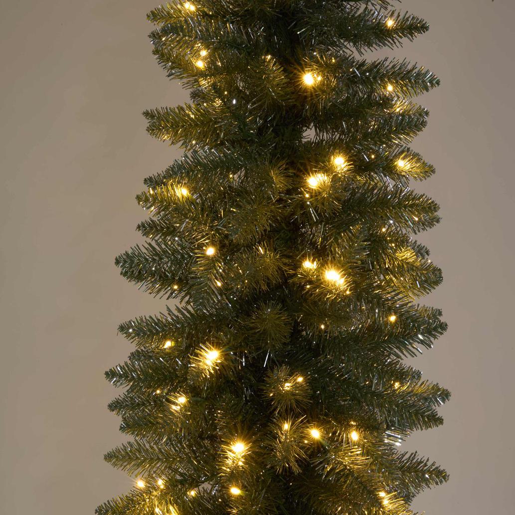 Vixen & Velvet Slim Pencil Light-Up Tree 210cm - Silver Green, 200 LEDs-VIXEN & VELVET-Ozlighting.com.au