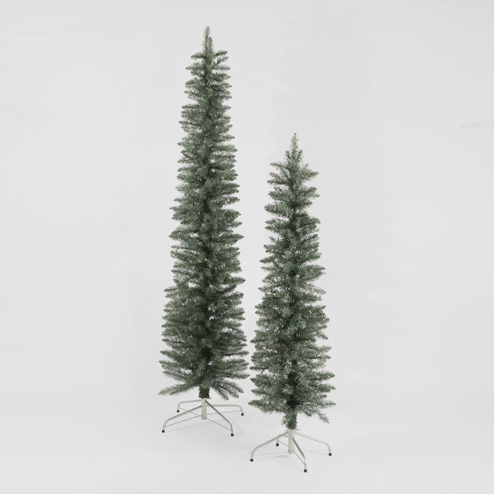 Vixen & Velvet Slim Pencil Light-Up Tree 210cm - Silver Green, 200 LEDs-VIXEN & VELVET-Ozlighting.com.au