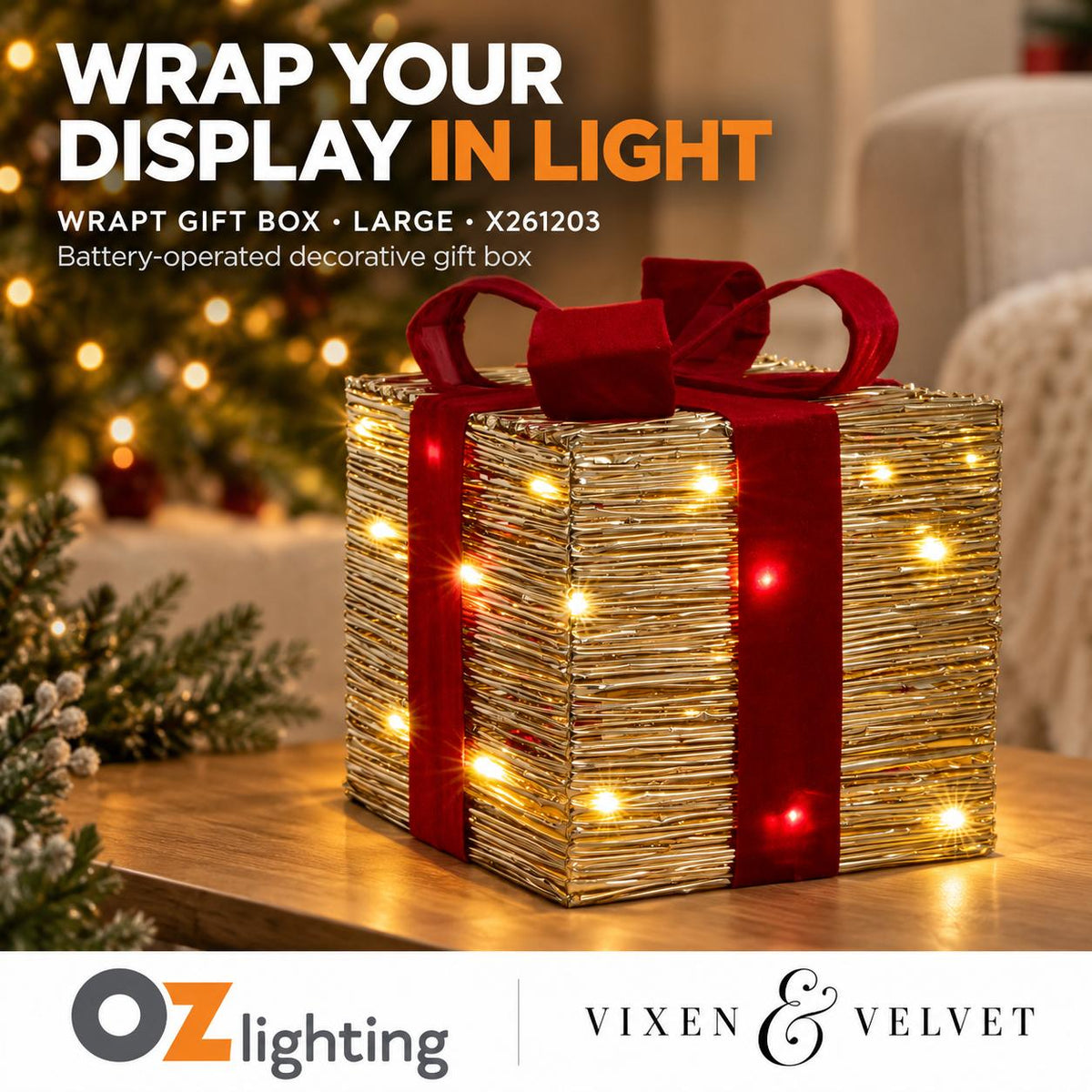 Vixen & Velvet WRAPT Light-Up Gift Box - Large-VIXEN & VELVET-Ozlighting.com.au
