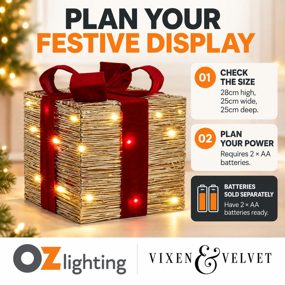Vixen & Velvet WRAPT Light-Up Gift Box - Large-VIXEN & VELVET-Ozlighting.com.au