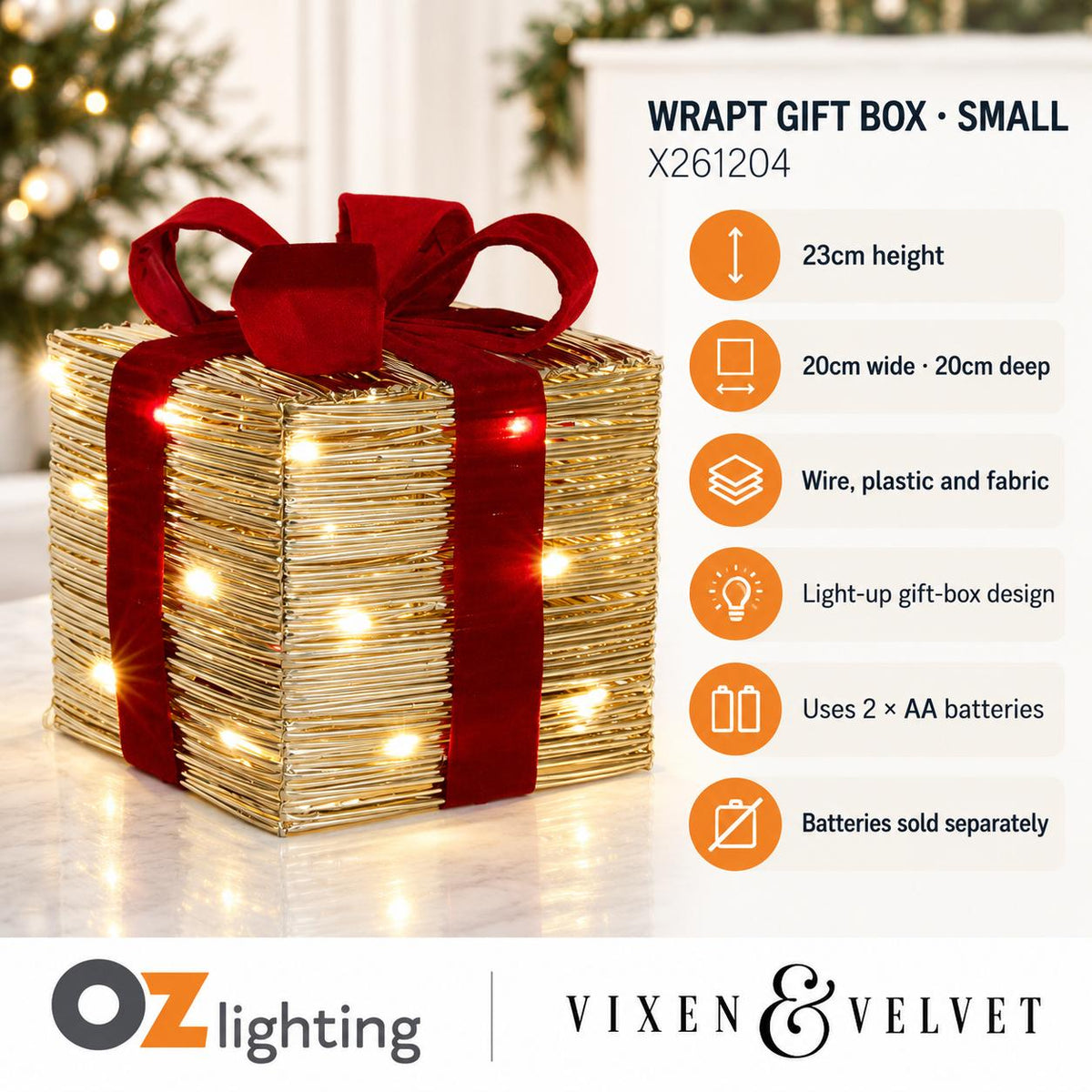 Vixen & Velvet WRAPT Light-Up Gift Box - Small-VIXEN & VELVET-Ozlighting.com.au