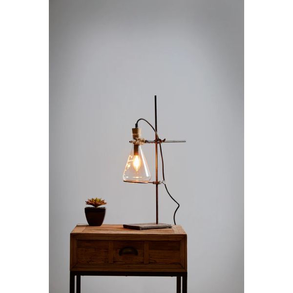 Zaffero ALCHEMY Lamp - Chemist'S Flask on Iron Clamp Base Glass-Zaffero-Ozlighting.com.au