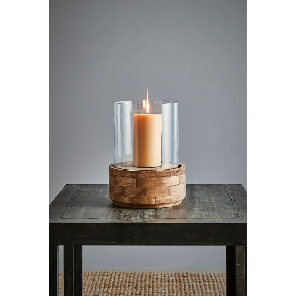 Zaffero AMALFI - Hand-Blown Glass & Mango Wood Hurricane Desk Lamp-Zaffero-Ozlighting.com.au
