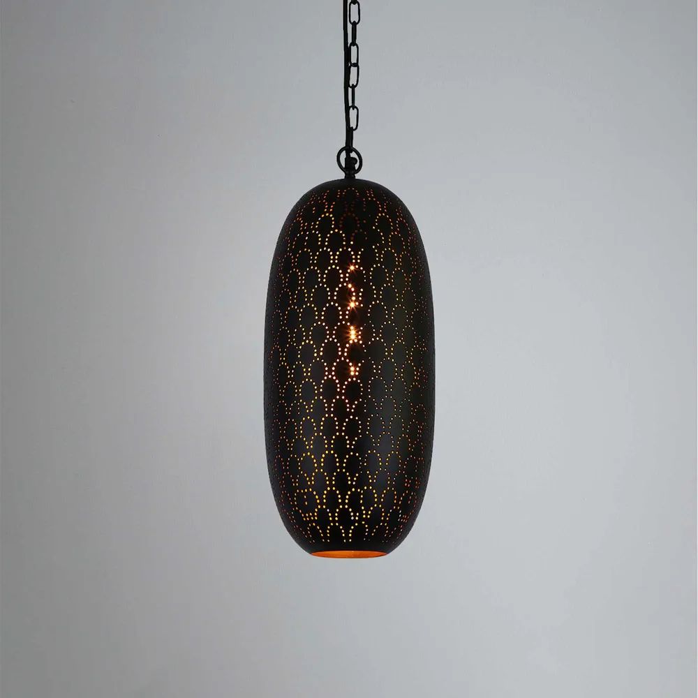 Zaffero ANACONDA - 1 Light Perforated Oblong Metal Pendant-Zaffero-Ozlighting.com.au