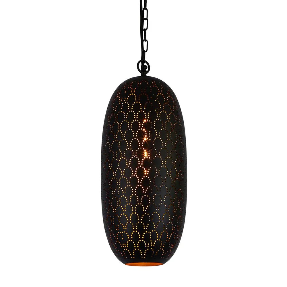 Zaffero ANACONDA - 1 Light Perforated Oblong Metal Pendant-Zaffero-Ozlighting.com.au