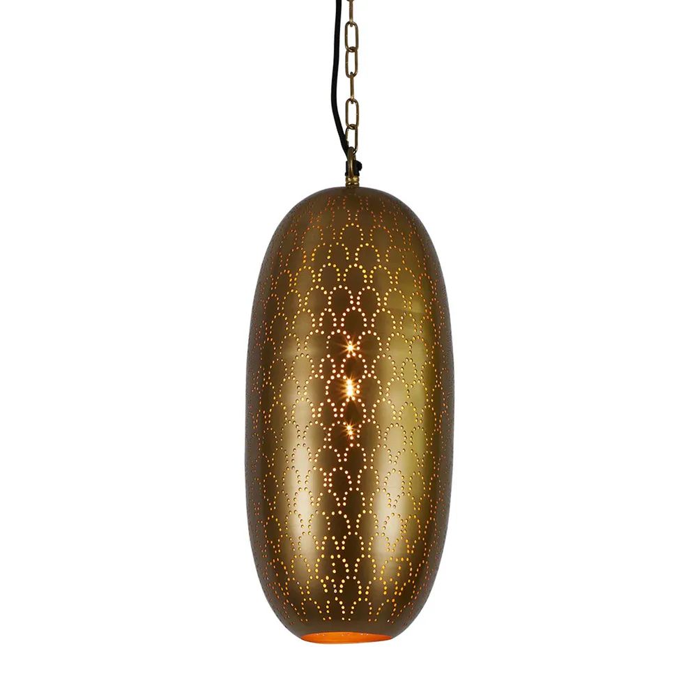 Zaffero ANACONDA - 1 Light Perforated Oblong Metal Pendant-Zaffero-Ozlighting.com.au