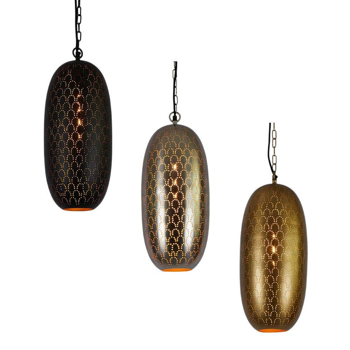 Zaffero ANACONDA - 1 Light Perforated Oblong Metal Pendant-Zaffero-Ozlighting.com.au