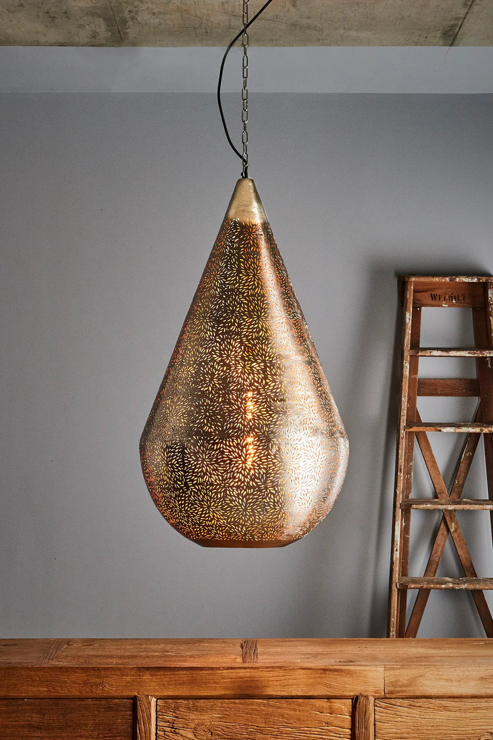 Zaffero AQUARIUS - Perforated Teardrop Metal Pendant-Zaffero-Ozlighting.com.au