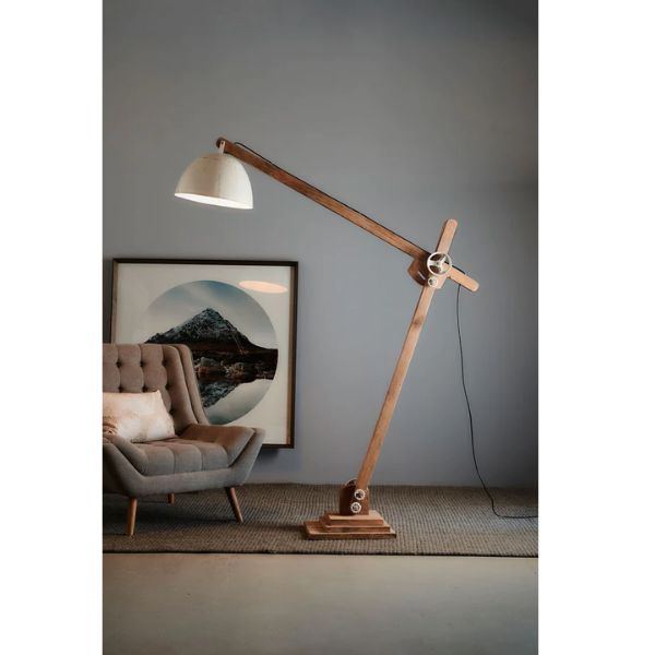 Zaffero ARCHIE - Large Iron & Wood Articulated Floor Lamp-Zaffero-Ozlighting.com.au