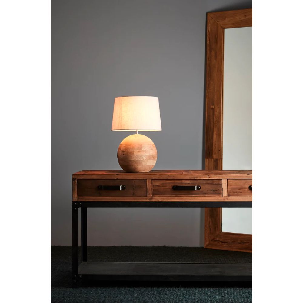 Zaffero BOULE - Turned Blonde Mango Wood Natural Table Lamp-Zaffero-Ozlighting.com.au