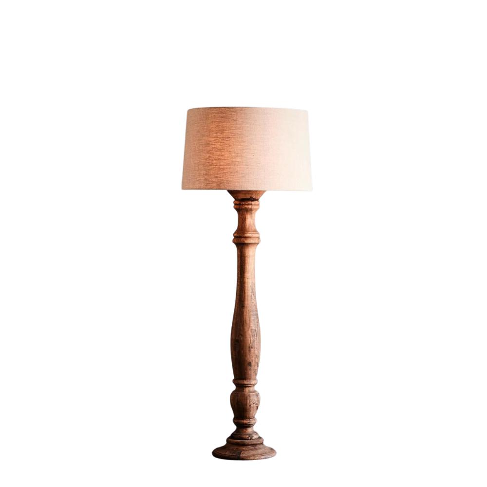 Zaffero CANDELA - Turned Mango Wood Candlestick Floor Lamp-Zaffero-Ozlighting.com.au