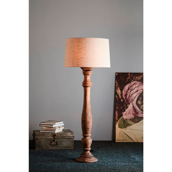 Zaffero CANDELA - Turned Mango Wood Candlestick Floor Lamp-Zaffero-Ozlighting.com.au