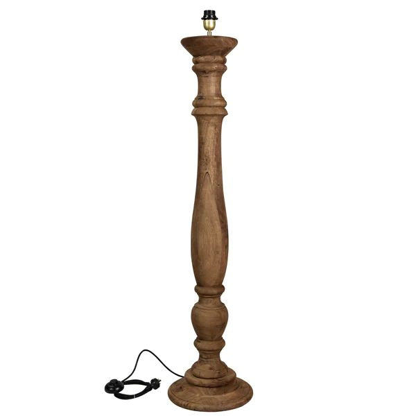 Zaffero CANDELA - Turned Mango Wood Candlestick Floor Lamp-Zaffero-Ozlighting.com.au