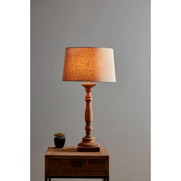 Zaffero CANDELA - Turned Mango Wood Candlestick Table Lamp-Zaffero-Ozlighting.com.au