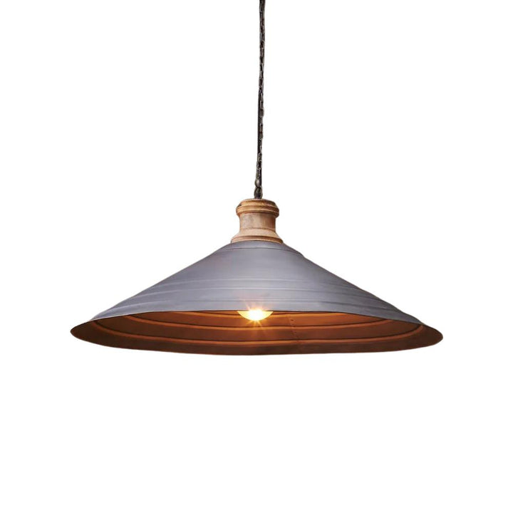 Zaffero HUDSON - Antique Zinc & Wood Extra Large Iron Dish Pendant-Zaffero-Ozlighting.com.au