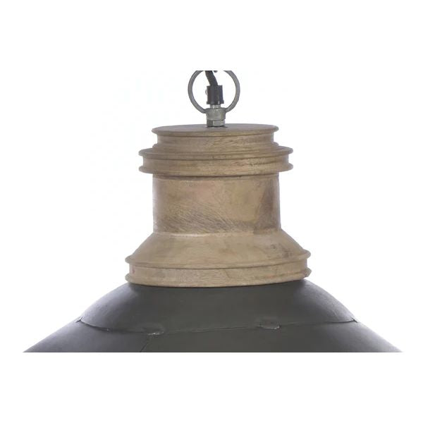 Zaffero HUDSON Pendant - Antique Zinc & Wood Extra Large Iron Dish-Zaffero-Ozlighting.com.au