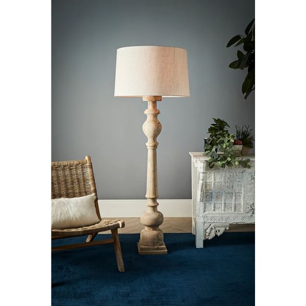 Zaffero ROOK - Turned Wood Pillar Floor Lamp-Zaffero-Ozlighting.com.au