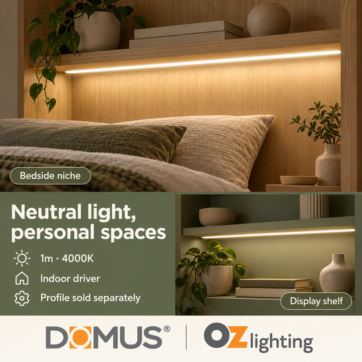 Domus PLEO-7.2-S 1m 4000K LED strip and driver bundle — marketing