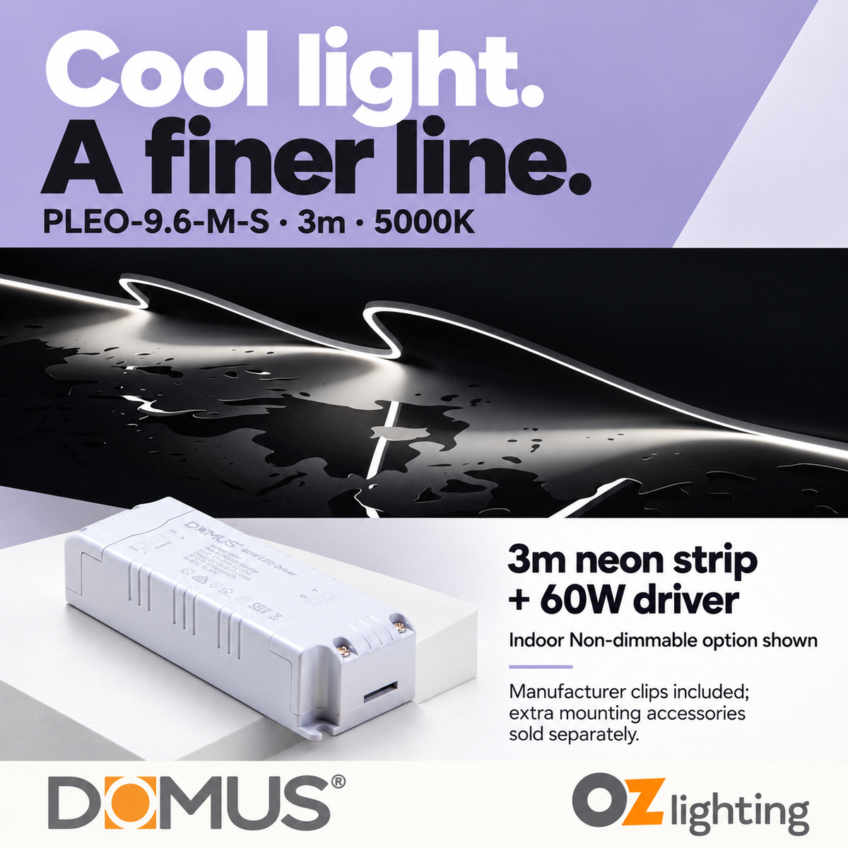 Domus PLEO-9.6-M-S 3m 5000K LED strip and driver bundle — hero