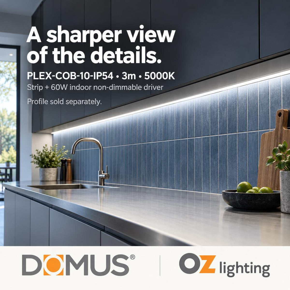 Domus PLEX-COB-10-IP54 3m 5000K LED strip and driver bundle — hero