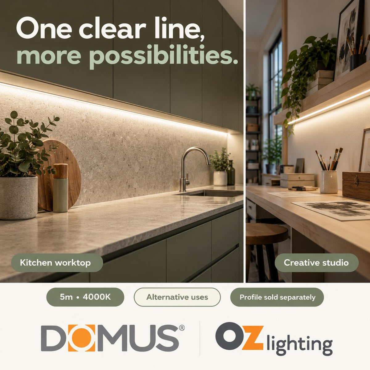 Domus PLEX-COB-10-IP67 5m 4000K LED strip and driver bundle — marketing
