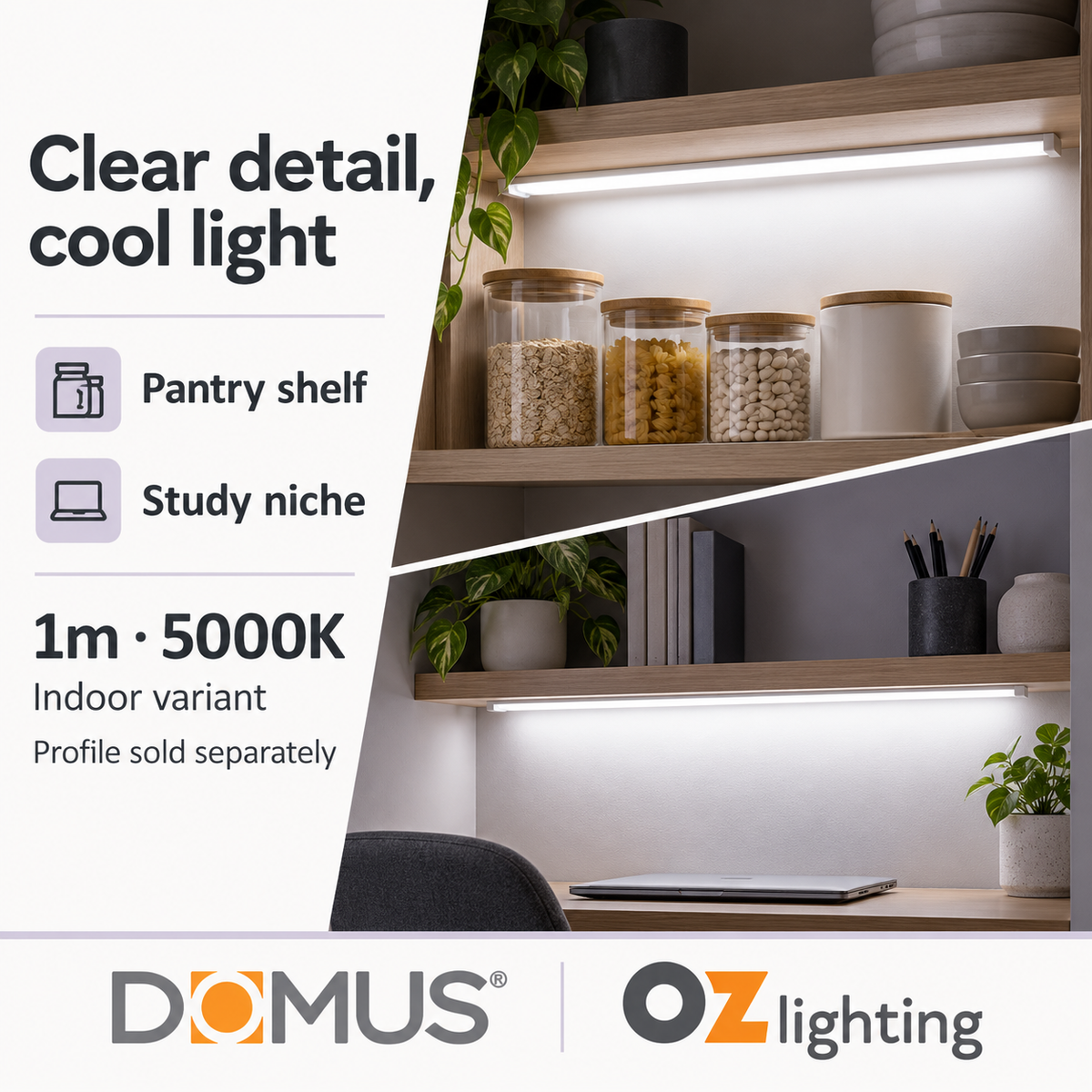 Domus PLEX-COB-15-IP54 1m 5000K LED strip and driver bundle — marketing