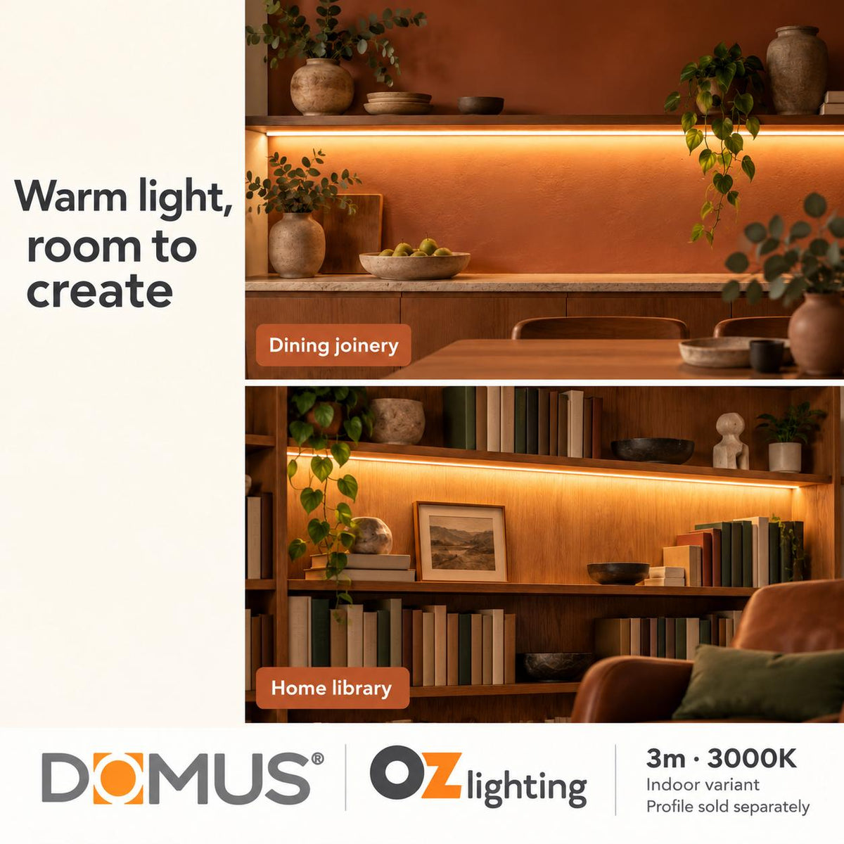 Domus PLEX-COB-15-IP67 3m 3000K LED strip and driver bundle — marketing