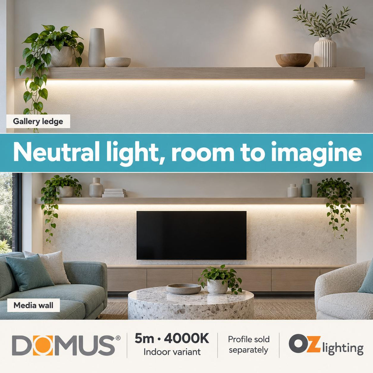 Domus PLEX-COB-15-IP67 5m 4000K LED strip and driver bundle — marketing