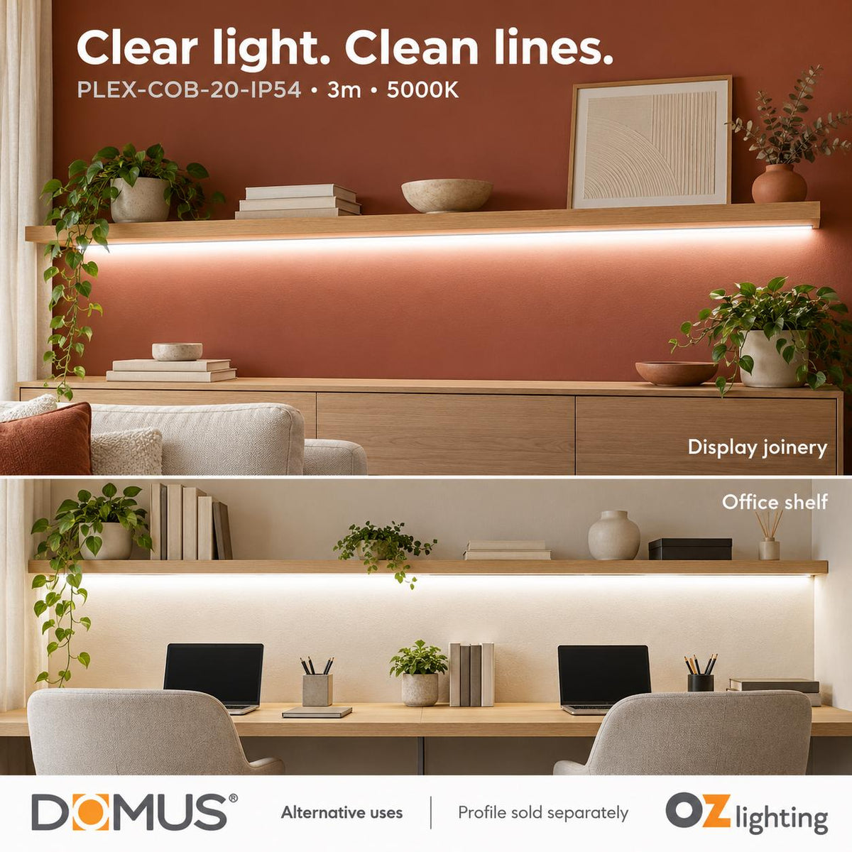 Domus PLEX-COB-20-IP54 3m 5000K LED strip and driver bundle — marketing