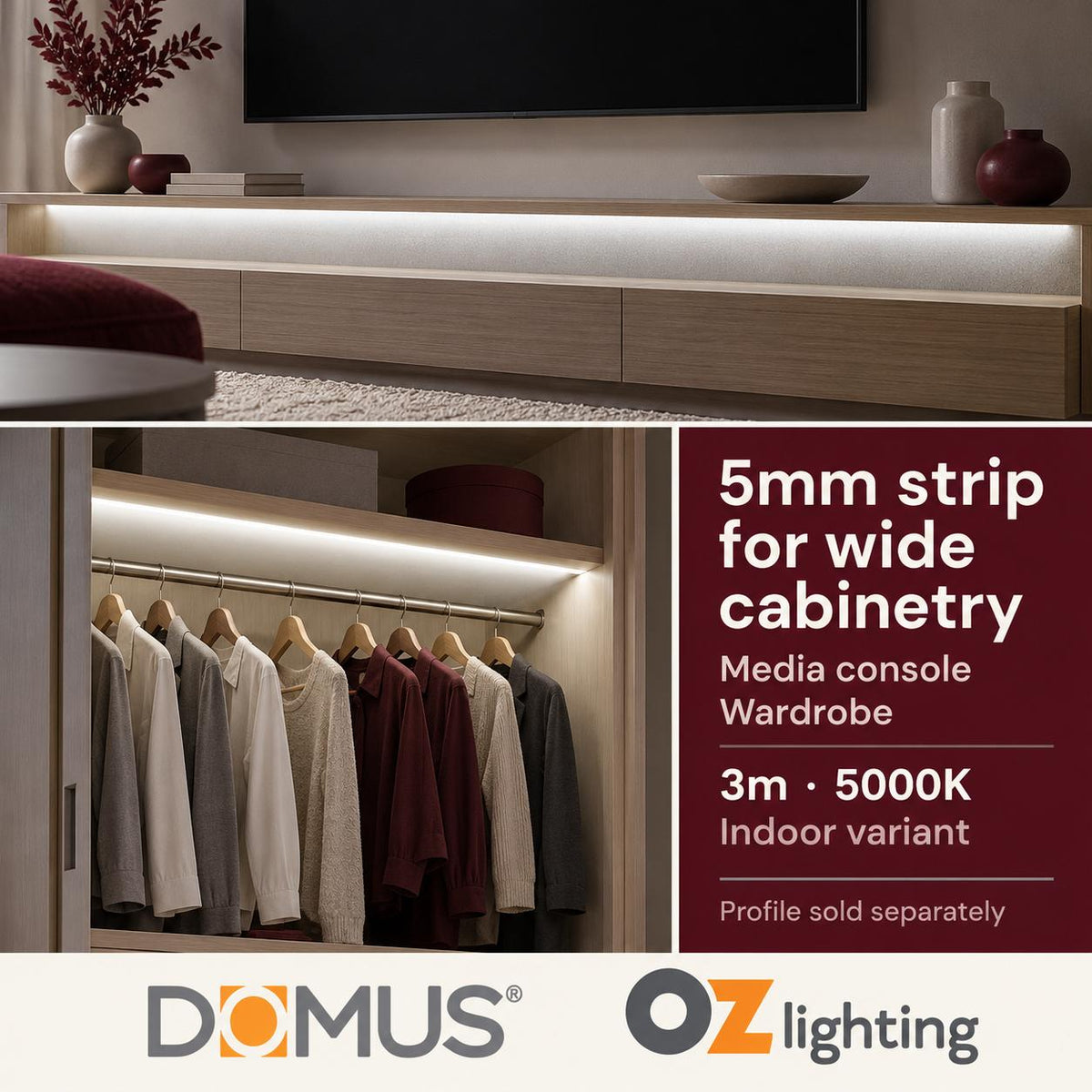 Domus PLEX-MICRO 3m 5000K LED strip and driver bundle — marketing