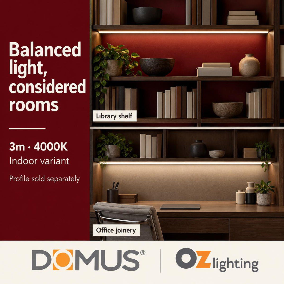 Domus PLEX-ULTRA 3m 4000K LED strip and driver bundle — marketing