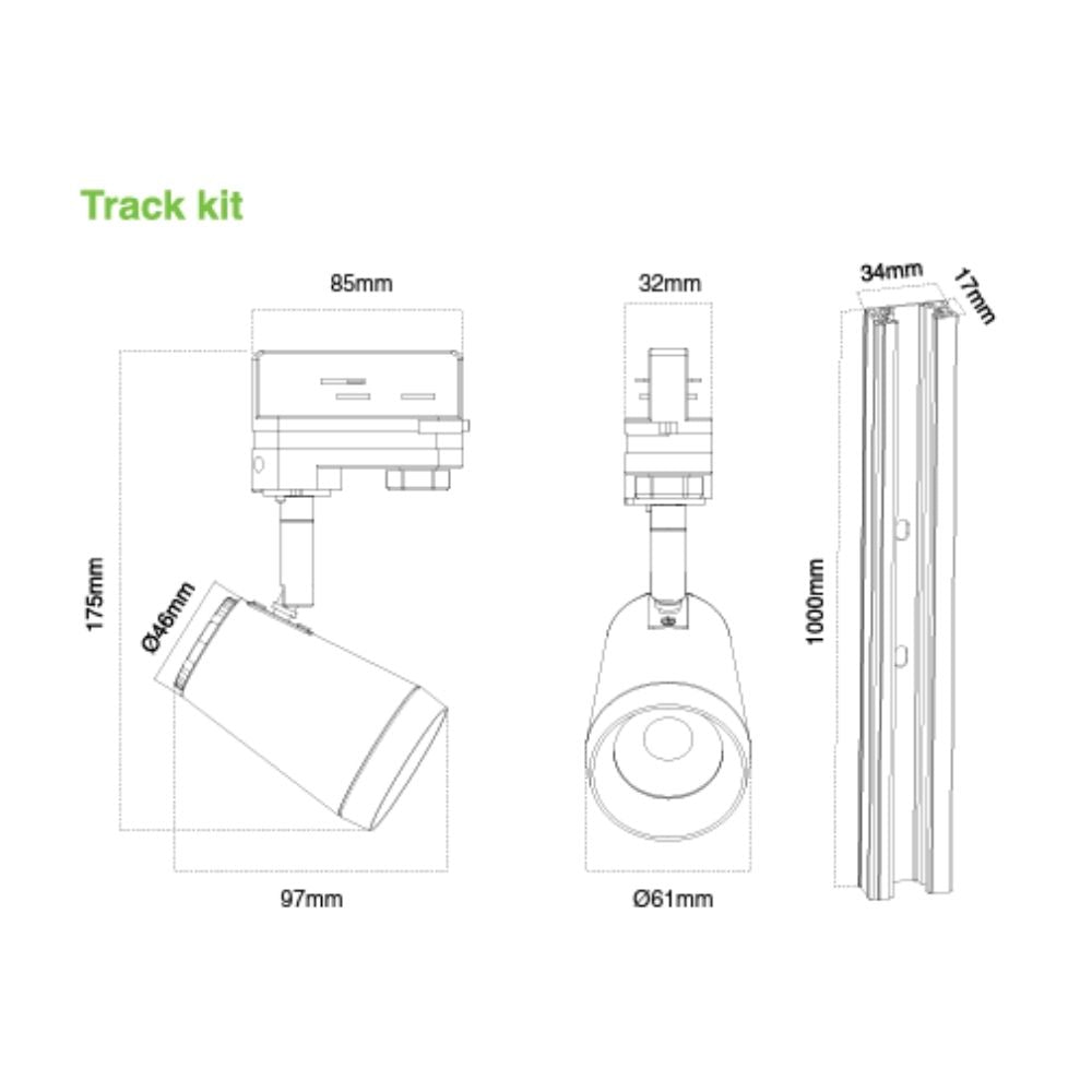 Atom AT1107/KIT - 2x10W LED Dimmable Adjustable Track Spot Lights And 1M Track Pack IP20-Atom Lighting-Ozlighting.com.au