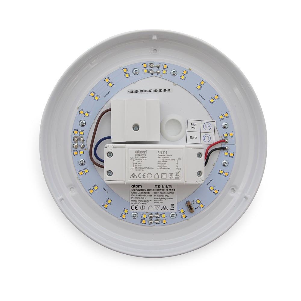 Atom AT3013 - 16W Opal Acrylic LED Oyster IP20-Atom Lighting-Ozlighting.com.au
