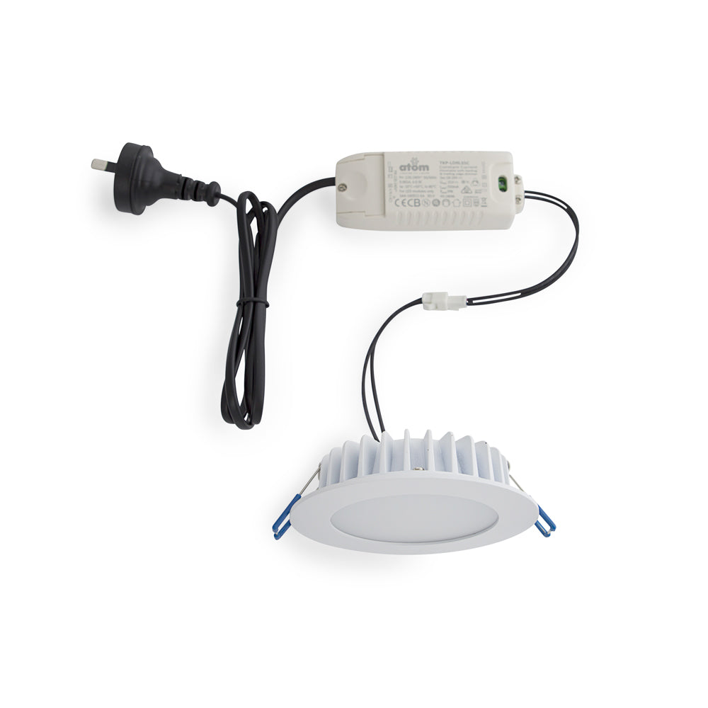 Atom AT9027 - 9W LED Dimmable Round Flat Face Downlight IP20 - 3000K-Atom Lighting-Ozlighting.com.au
