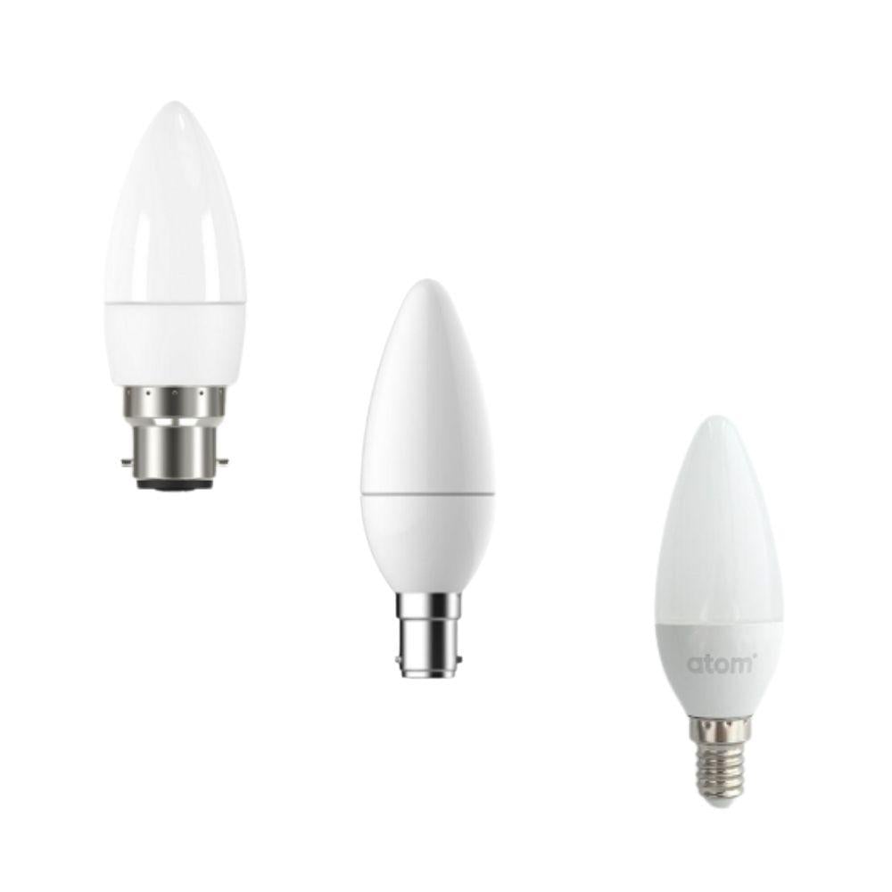Atom AT9421 LED Globe - 6W, B22/B15/E14, Candle, Dimmable, IP20-Atom Lighting-Ozlighting.com.au