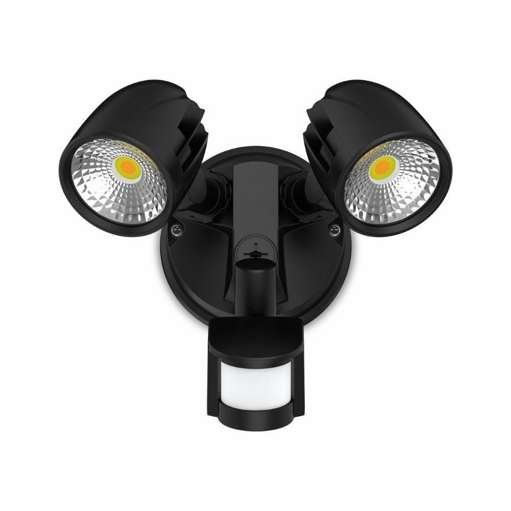 Atom CONDOR - 24W LED Twin Head Tri-Colour Exterior Security Spotlight With Sensor IP54-Atom Lighting-Ozlighting.com.au