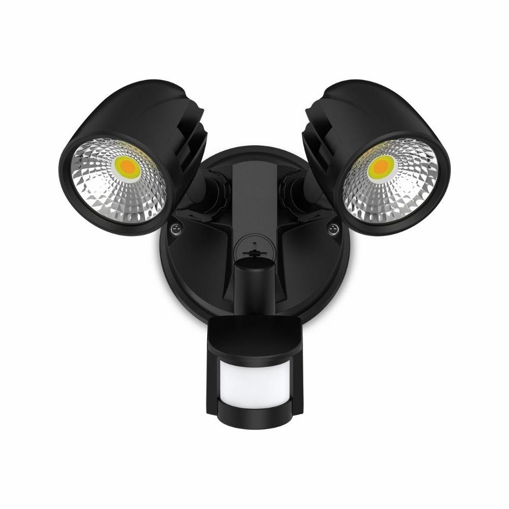 Atom CONDOR LED Security Spotlight - 24W, Tri-Colour, IP54, Twin Head, with Sensor-Atom Lighting-Ozlighting.com.au