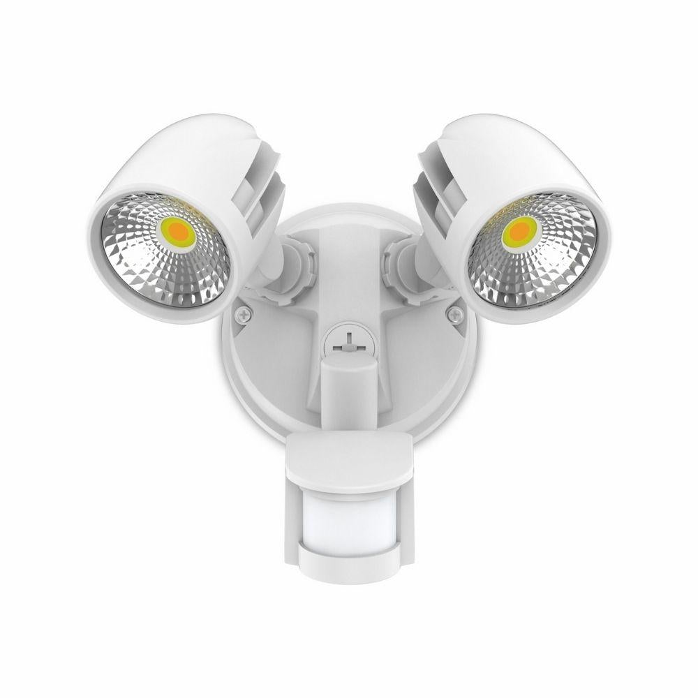 Atom CONDOR LED Security Spotlight - 24W, Tri-Colour, IP54, Twin Head, with Sensor-Atom Lighting-Ozlighting.com.au