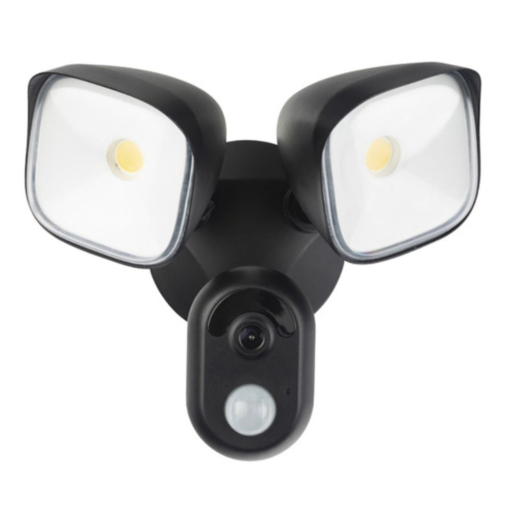 Brilliant ALLY Smart Twin Head LED Outdoor Spotlight - 20W Wi-Fi Security Camera, Sensor IP44, 4000K-Brilliant Lighting-Ozlighting.com.au
