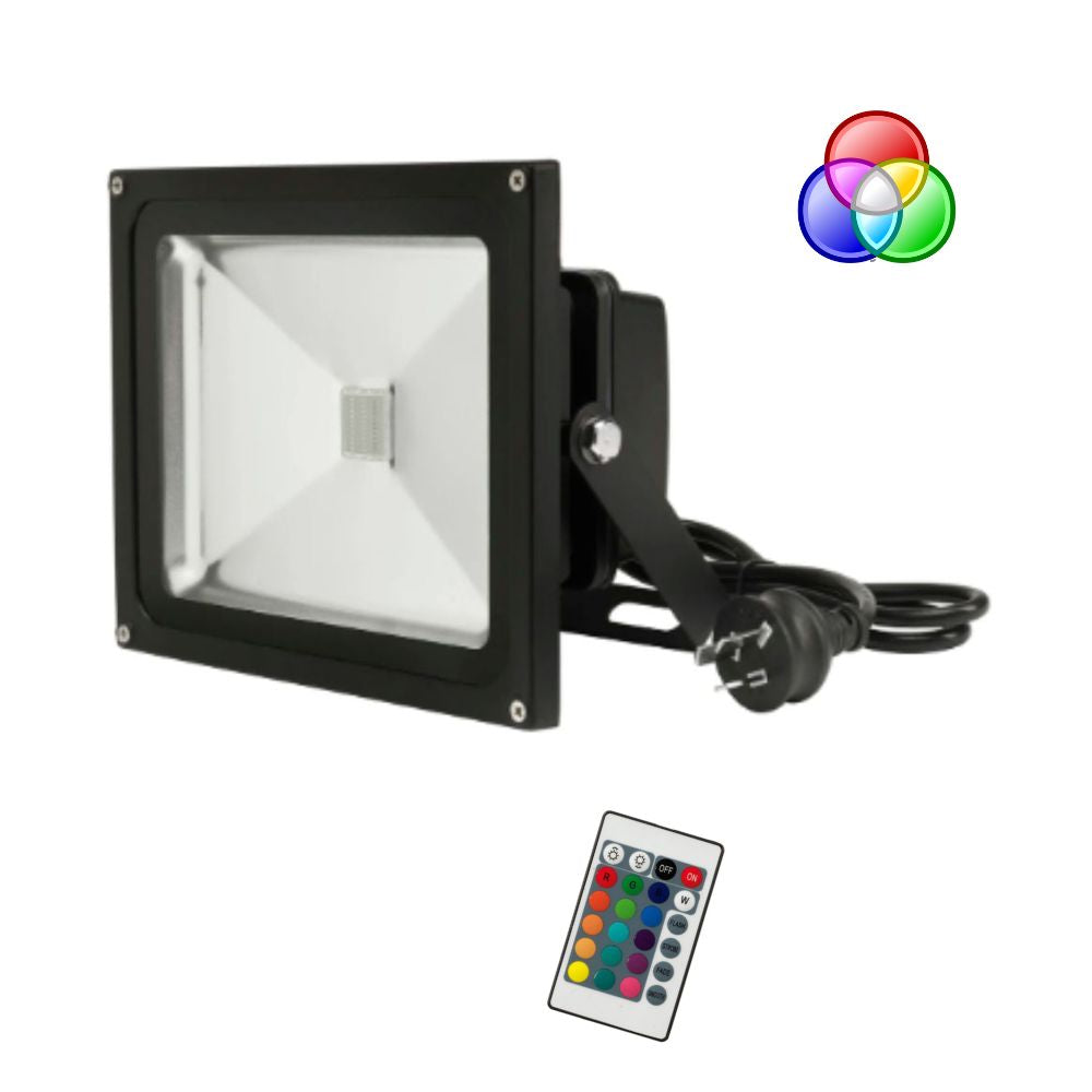 Brilliant AVENGER LED Outdoor Floodlight - 30W RGB Colour Changeable DIY, Remote IP65-Brilliant Lighting-Ozlighting.com.au