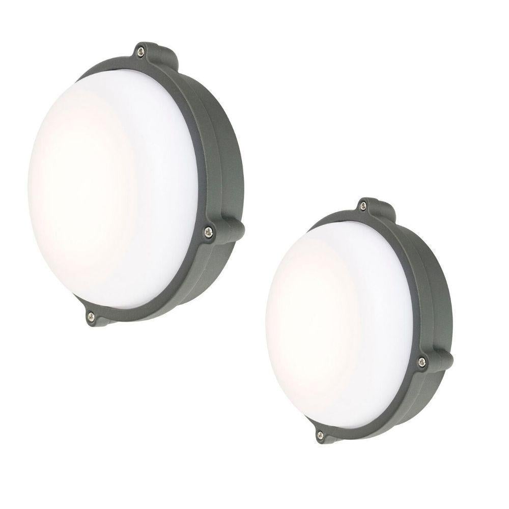 Brilliant DELATITE-S/L LED Round Bunker Light - 12W/20W, IP44 Charcoal, 3000K-Brilliant Lighting-Ozlighting.com.au
