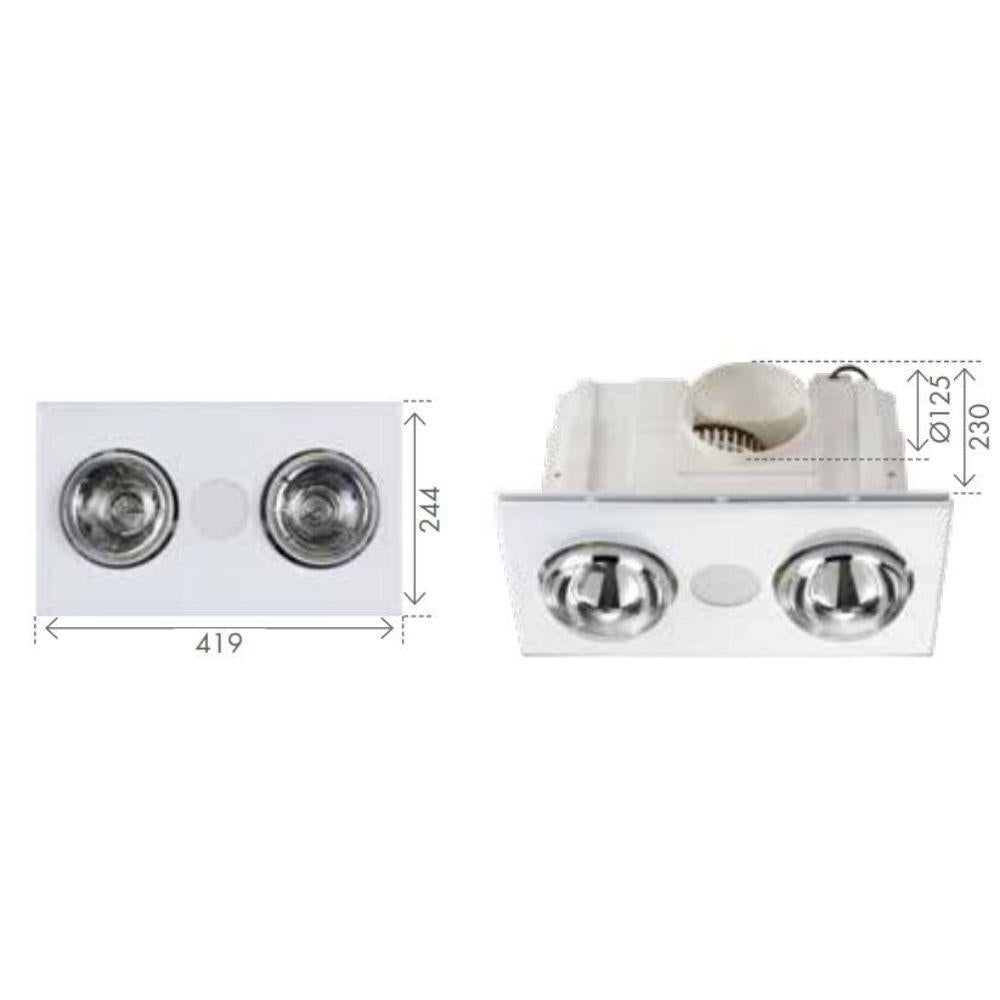 Brilliant HORIZON-2 Bathroom Heater-Light-Exhaust Fan - 3-in-1-Brilliant Lighting-Ozlighting.com.au